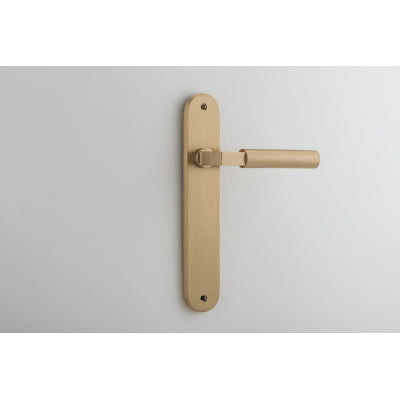 Iver Door Lever Berlin Oval Latch Pair Brushed Brass L120xP57mm BPH240xW40mm