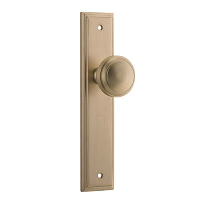 Iver Door Knob Paddington Stepped Latch Pair Brushed Brass D55xP64mm BPH237xW50mm