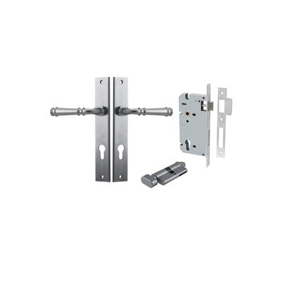 Iver Door Lever Verona Rectangular Brushed Chrome Key / Thumb Entrance Kit