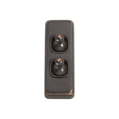 Tradco Switch Flat Plate Toggle 2 Gang Brown Antique Copper H82xW30mm