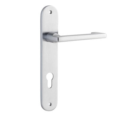 Iver Door Lever Baltimore Return Oval Euro Pair Brushed Chrome CTC85mm L128xP54mm BPH240xW40mm