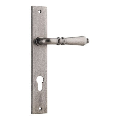 Iver Door Lever Sarlat Rectangular Euro Pair Distressed Nickel CTC85mm L111xP53mm BPH240xW38mm