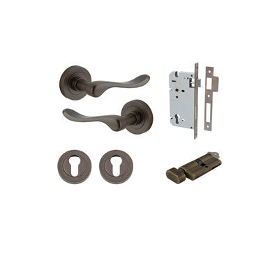 Iver Door Lever Stirling Rose Round Signature Brass Key / Thumb Entrance Kit