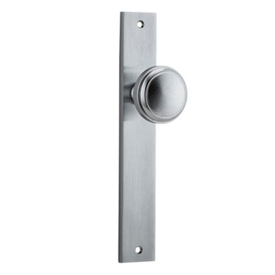 Iver Door Knob Paddington Rectangular Latch Pair Brushed Chrome D55xP61mm BPH240xW38mm