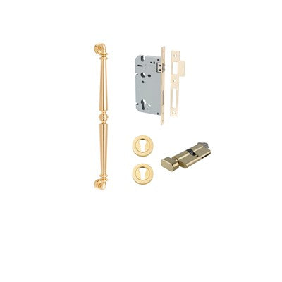 Iver Pull Handle Sarlat Polished Brass CTC450mm Key / Thumb Entrance Kit