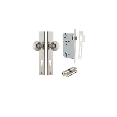 Iver Door Knob Guildford Rectangular Polished Nickel Key / Key Entrance Kit