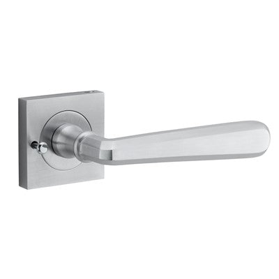 Iver Door Lever Copenhagen Rose Square Brushed Chrome Inbuilt Privacy Kit