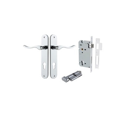 Iver Door Lever Stirling Oval Polished Chrome Key / Thumb Entrance Kit