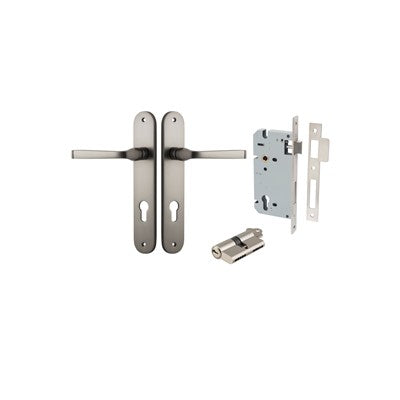 Iver Door Lever Annecy Oval Satin Nickel Key / Key Entrance Kit