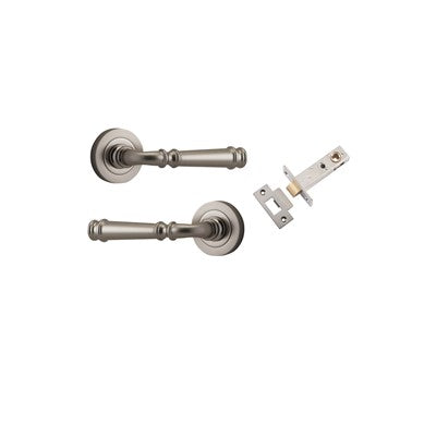 Iver Door Lever Verona Rose Round Satin Nickel Passage Kit