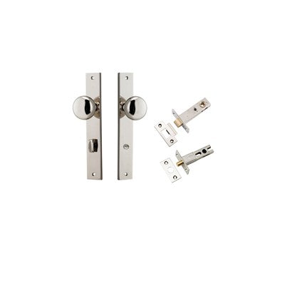 Iver Door Knob Cambridge Rectangular Polished Nickel Privacy Kit