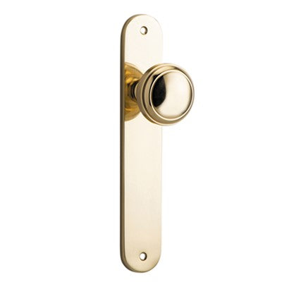 Iver Door Knob Paddington Oval Latch Pair Polished Brass D55xP61mm BPH240xW40mm