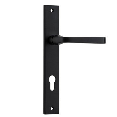 Iver Door Lever Annecy Rectangular Euro Pair Matt Black CTC85mm L117xP63mm BPH240xW38mm