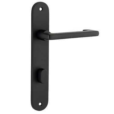 Iver Door Lever Baltimore Return Oval Privacy Pair Matt Black CTC85mm L128xP54mm BPH240xW40mm