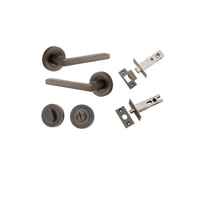 Iver Door Lever Baltimore Rose Round Signature Brass Privacy Kit