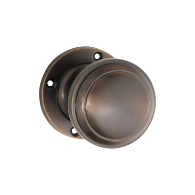 Tradco Door Knob Milton Round Rose Pair Antique Brass D54xP65mm BP57mm