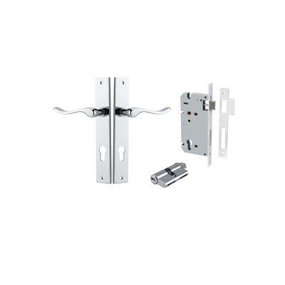 Iver Door Lever Stirling Rectangular Polished Chrome Key / Key Entrance Kit