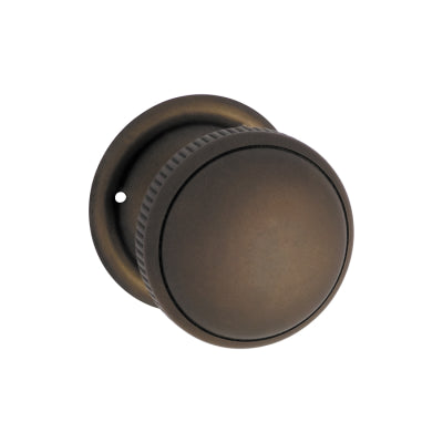 Tradco Door Knob Milled Edge Round Rose Pair Antique Brass D45xP46mm BP45mm