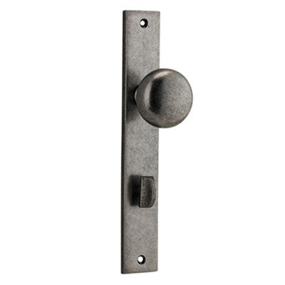 Iver Door Knob Cambridge Rectangular Privacy Pair Distressed Nickel CTC85mm D55xP60mm BPH240xW38mm