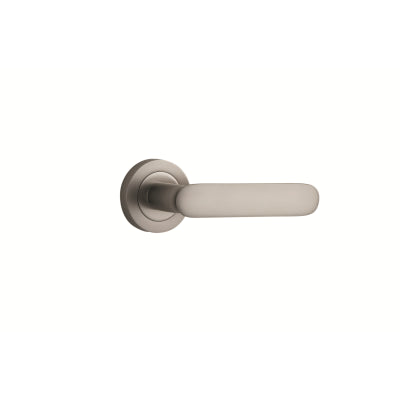 Iver Door Lever Bronte Rose Round Concealed Fix Pair Satin Nickel L117xP56mm BPD52mm