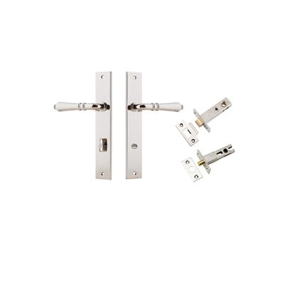 Iver Door Lever Sarlat Rectangular Polished Nickel Privacy Kit