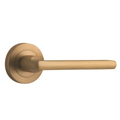 Iver Door Lever Baltimore Rose Round Concealed Fix Pair Brushed Brass L118xP57mm BPD52mm