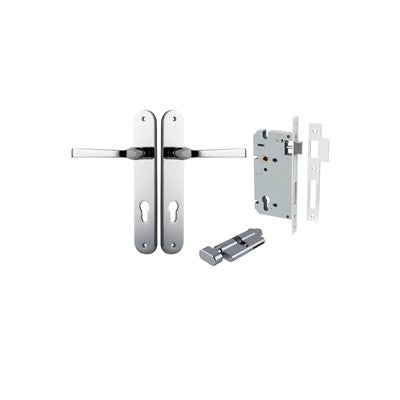 Iver Door Lever Annecy Oval Polished Chrome Key / Thumb Entrance Kit