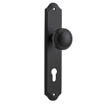 Iver Door Knob Paddington Shouldered Euro Pair Matt Black CTC85mm D55xP63mm BPH250xW48mm