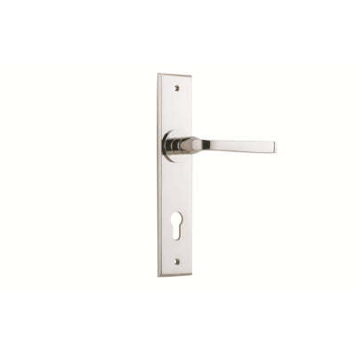 Iver Door Lever Annecy Chamfered Euro Pair Polished Nickel CTC85mm L117xP65mm BPH240xW50mm