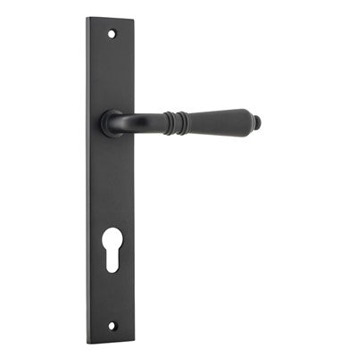 Iver Door Lever Sarlat Rectangular Euro Pair Matt Black CTC85mm L111xP53mm BPH240xW38mm