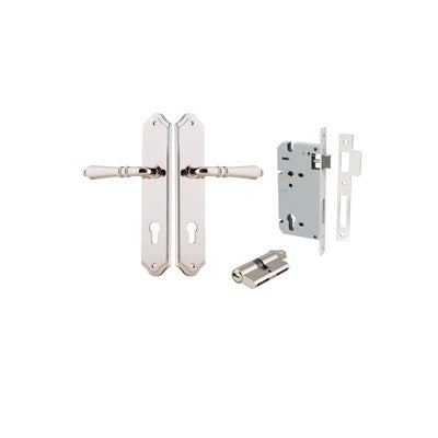 Iver Door Lever Sarlat Shouldered Polished Nickel Key / Key Entrance Kit