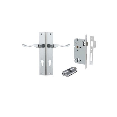 Iver Door Lever Stirling Rectangular Brushed Chrome Key / Key Entrance Kit