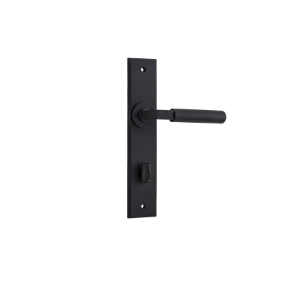 Iver Door Lever Brunswick Chamfered Privacy Pair Matt Black CTC85mm L120xP59mm BPH240xW50mm