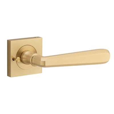 Iver Door Lever Copenhagen Rose Square Brushed Brass Inbuilt Privacy Kit