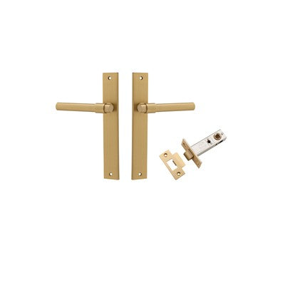 Iver Door Lever Helsinki Rectangular Brushed Brass Passage Kit