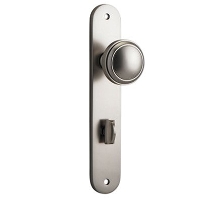 Iver Door Knob Paddington Oval Privacy Pair Satin Nickel CTC85mm D55xP61mm BPH240xW40mm