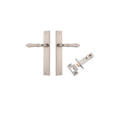 Iver Door Lever Sarlat Rectangular Satin Nickel Passage Kit