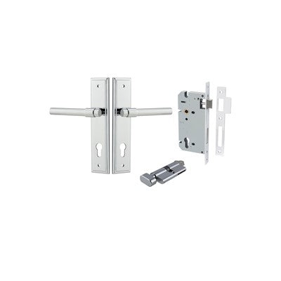 Iver Door Lever Helsinki Stepped Polished Chrome Key / Thumb Entrance Kit