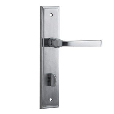 Iver Door Lever Annecy Stepped Privacy Pair Brushed Chrome CTC85mm L117xP66mm BPH237xW50mm