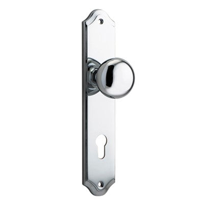 Iver Door Knob Cambridge Shouldered Euro Pair Polished Chrome CTC85mm D55xP62mm BPH250xW48mm