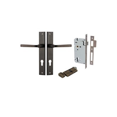 Iver Door Lever Annecy Rectangular Signature Brass Key / Thumb Entrance Kit