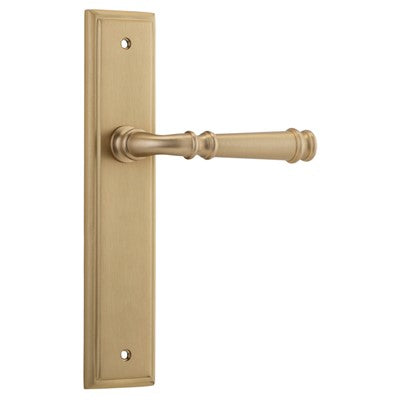 Iver Door Lever Verona Stepped Latch Pair Brushed Brass L122xP59mm BPH237xW50mm