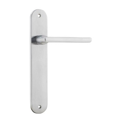 Iver Door Lever Baltimore Oval Latch Pair Brushed Chrome L118xP54mm BPH240xW40mm