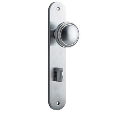 Iver Door Knob Paddington Oval Privacy Pair Brushed Chrome CTC85mm D55xP61mm BPH240xW40mm