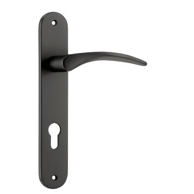 Iver Door Lever Oxford Oval Euro Pair Matt Black CTC85mm L125xP60mm BPH240xW40mm