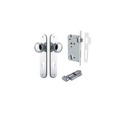 Iver Door Knob Paddington Oval Polished Chrome Key / Thumb Entrance Kit