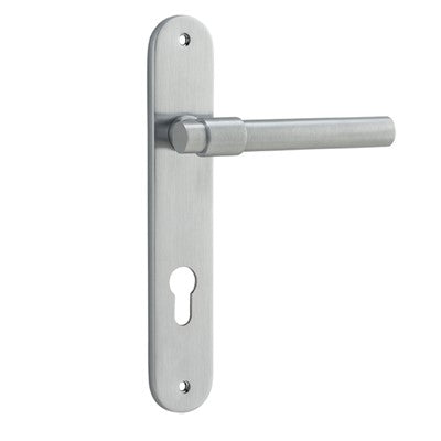 Iver Door Lever Helsinki Oval Euro Pair Brushed Chrome CTC85mm L137xP58mm BPH240xW40mm