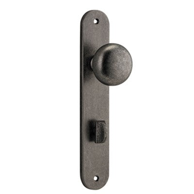 Iver Door Knob Cambridge Oval Privacy Pair Distressed Nickel CTC85mm D55xP60mm BPH240xW40mm