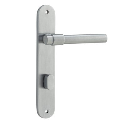 Iver Door Lever Helsinki Oval Privacy Pair Brushed Chrome CTC85mm L137xP58mm BPH240xW40mm