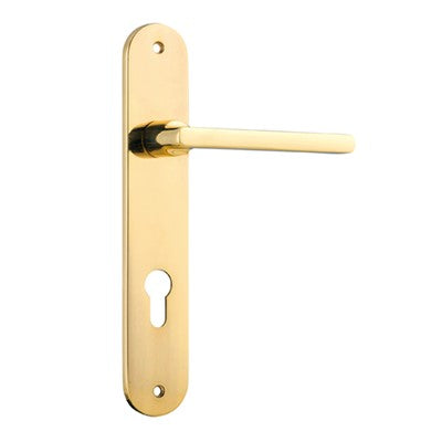 Iver Door Lever Baltimore Oval Euro Pair Polished Brass CTC85mm L118xP54mm BPH240xW40mm